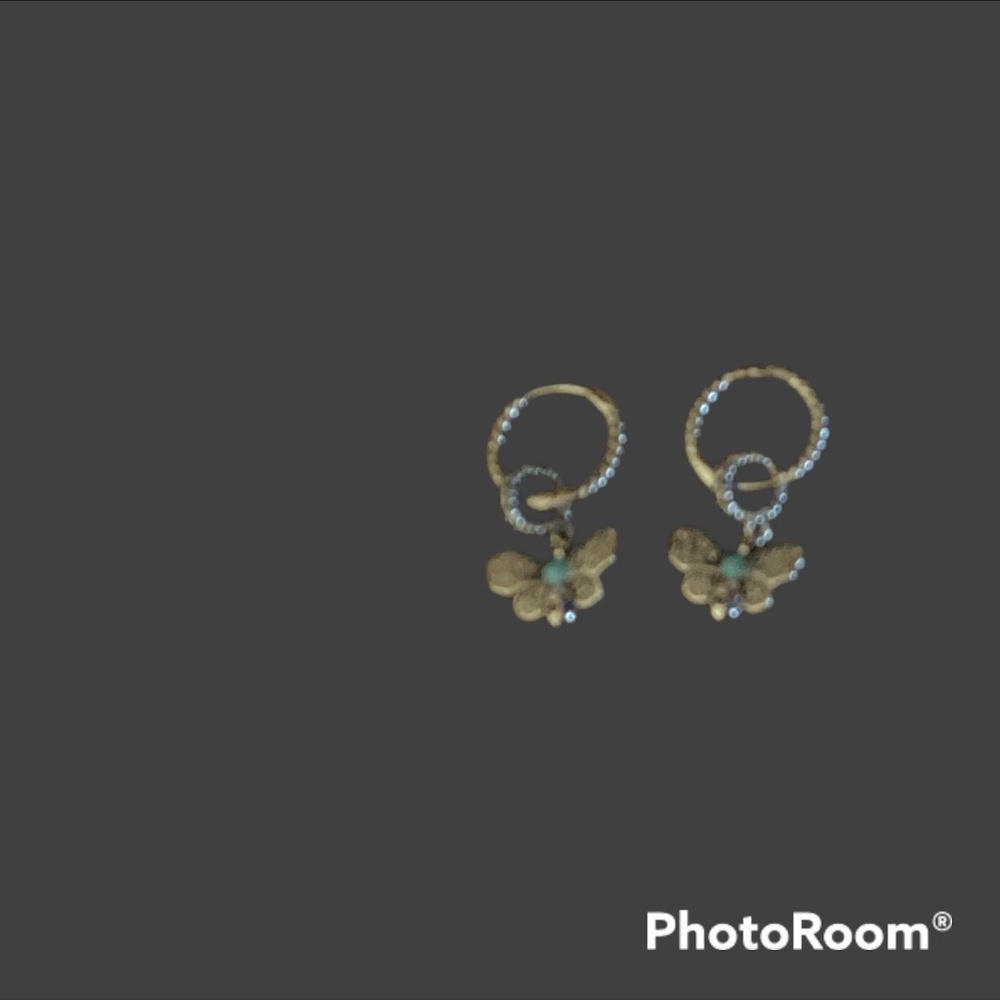 Butterfly charms and  Silver Huggies - Picture 2 of 3